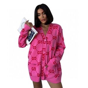 Gucci Vibrant Pink Logo Knitwear